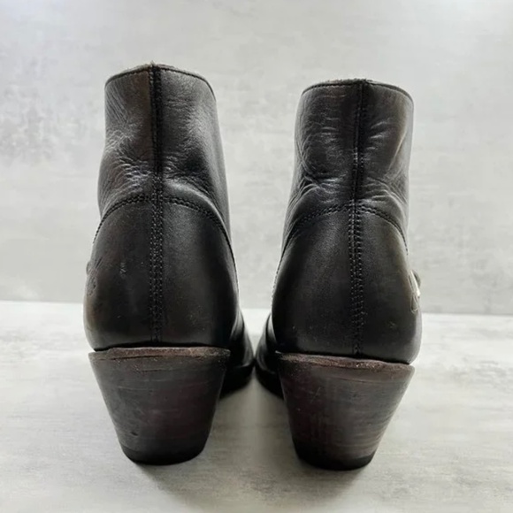 John Fluevog Shana Leather Monk Strap Heeled Ankle Boots - Women's Size 7.5 - Picture 6 of 10